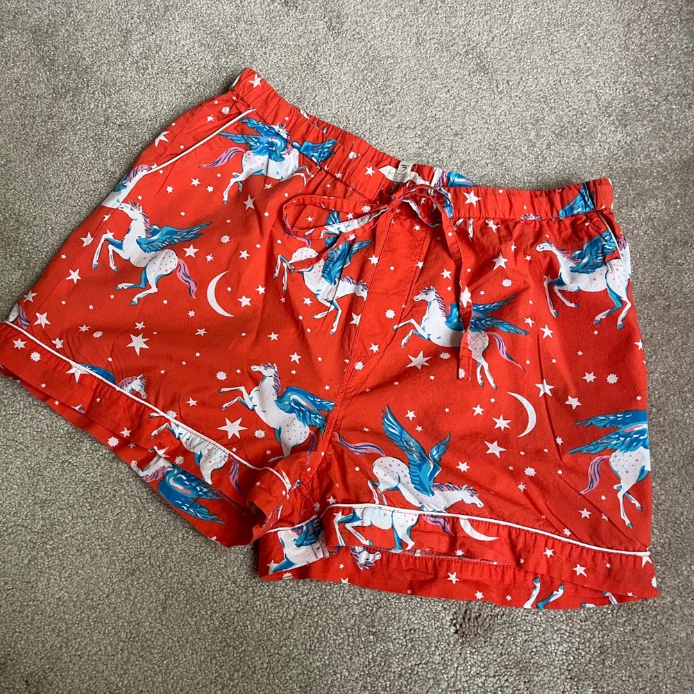 Printfresh Red Unicorn Print Pajama Shorts